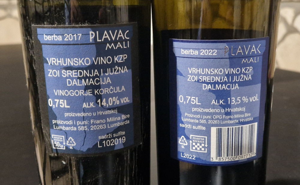 Bire Plavac 2022. i 2017.